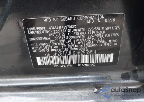 2018 Subaru Crosstrek 2.0I Limited from USA, damaged, VIN JF2GTAJCXJH296959